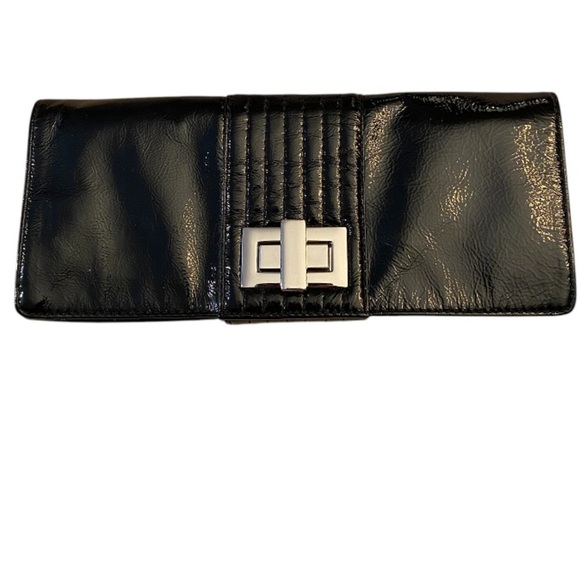 KOOBA Black Patent Leather  Clutch with Silver Accent - Picture 2 of 5